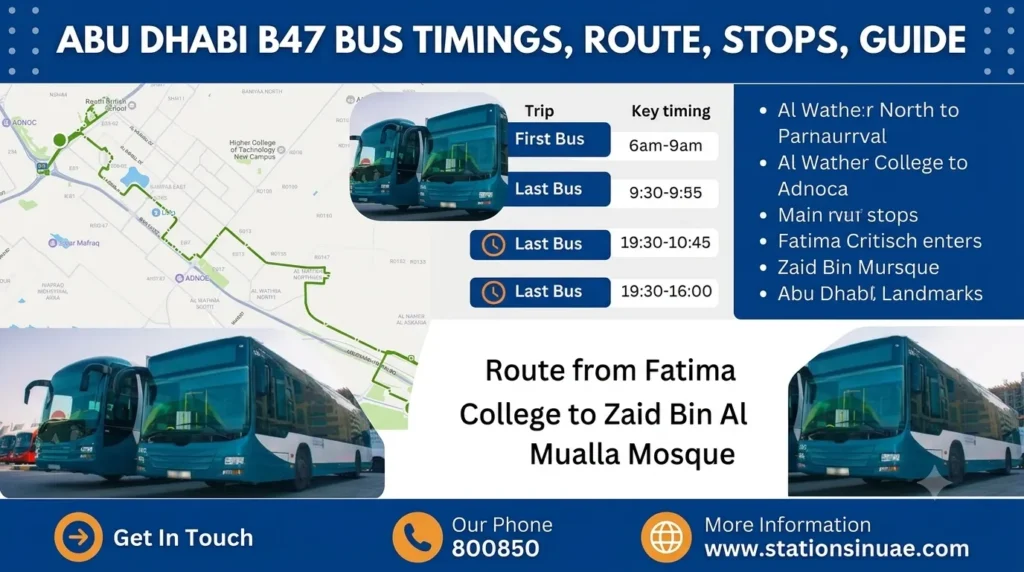 abu dhabi b47 bus timings, route, stops, guide 1