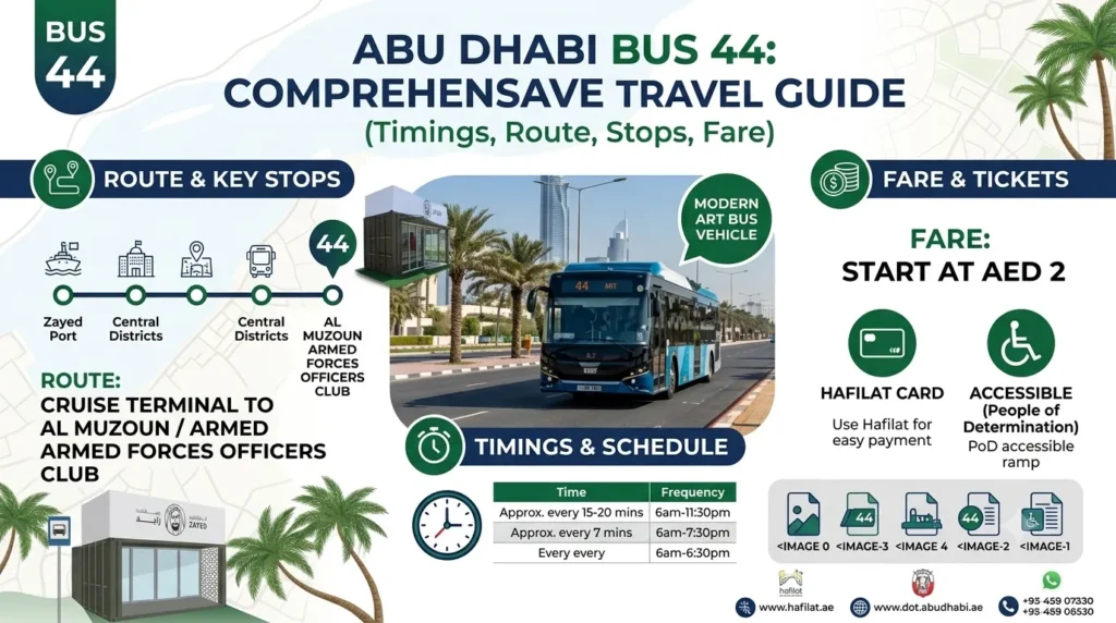 abu dhabi bus 44 timings, route