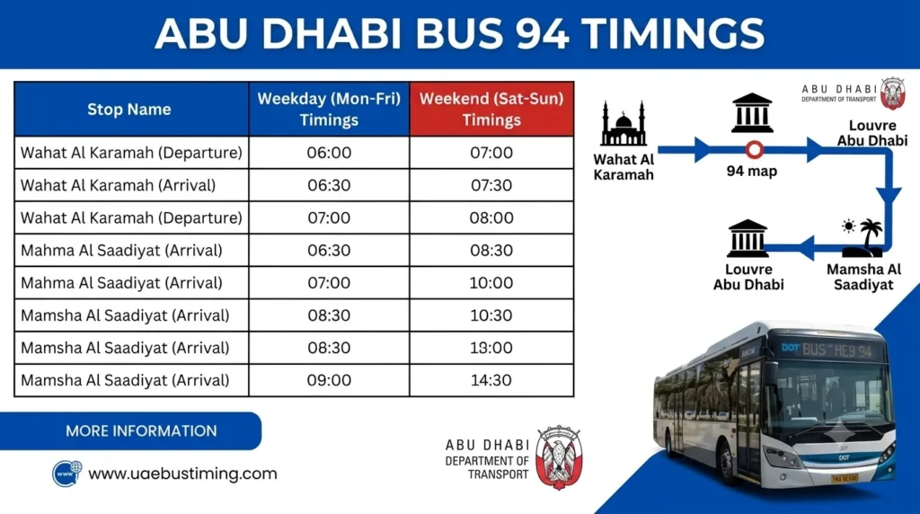 abu dhabi bus 94 timings