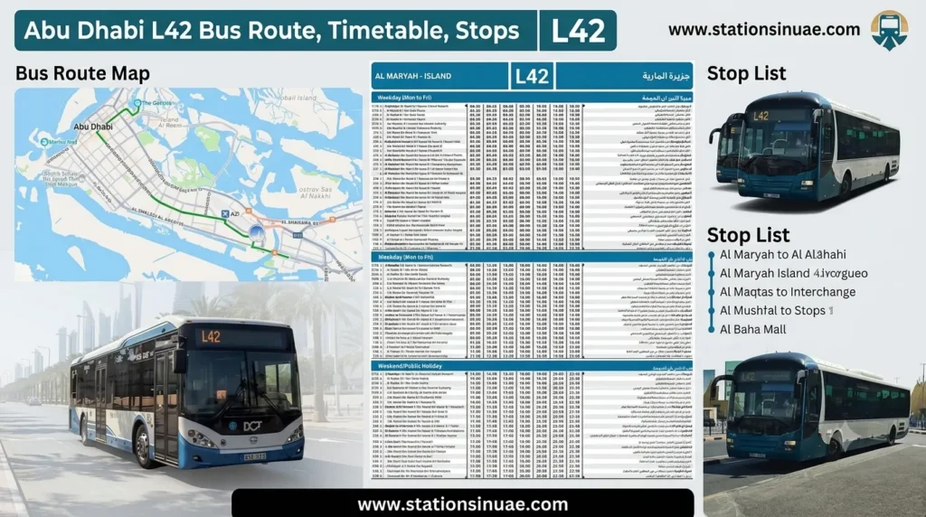 abu dhabi l42 bus route, timetable, stops