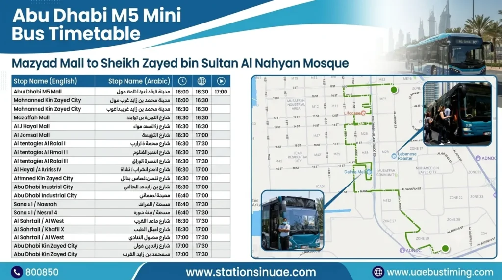 abu dhabi m5 mini bus timetable