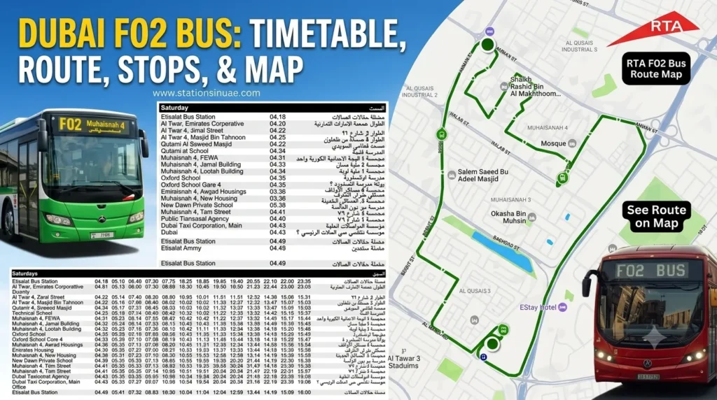 dubai f02 bus timetable, route, stops, map