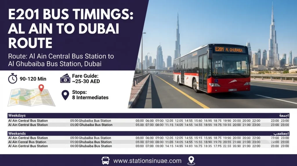 e201 bus timings al ain to dubai route 1