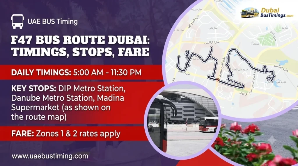 f47 bus route dubai timings, stops