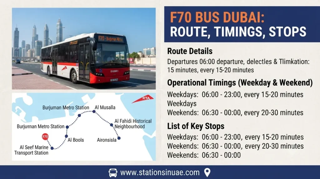 f70 bus dubai route, timings, stops