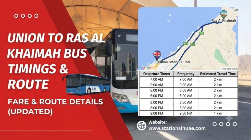 union to ras al khaimah bus timings, route