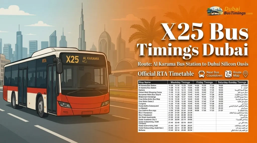x25 bus timings dubai